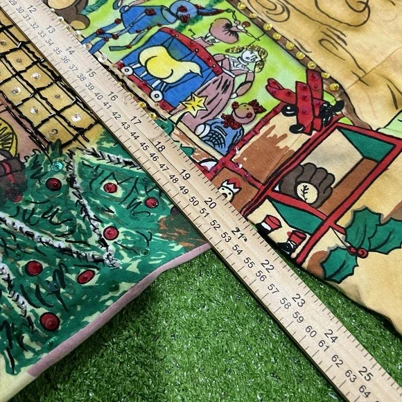 Vintage Disney Sequin Shirt LG Yellow Mickey All Over Print By Joujou Holiday - Picture 7 of 10